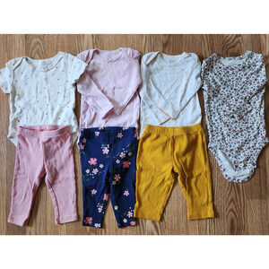Baby Girl 6 Months Fall Winter Clothing Lot 7 Pieces Short, Long Sleeves, Pants